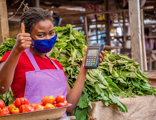 Merchant using PixelPay card reader